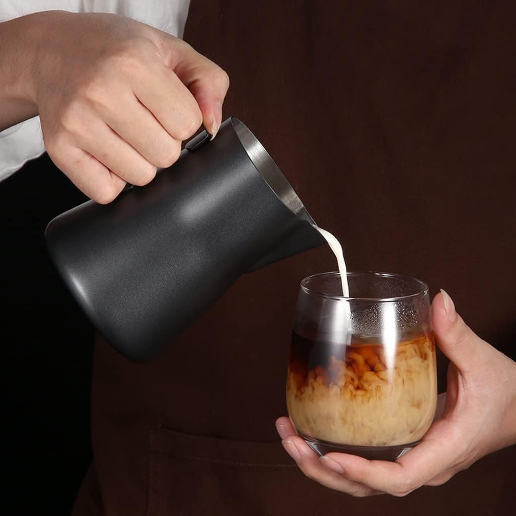 Handheld Frothing Pitcher Milk Craft Coffee Latte Frothing Art Jug Stainless Steel Coffee Garland Cup Milk Foam Cream Serving Coffee Accessories (Size : 350ml)