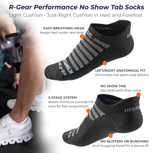 R-Gear Drymax No Show Running Socks For Men and Women, Light Cushion | Breathable, Moisture Control & Anti Blister | XXL, White, 3 Pack3