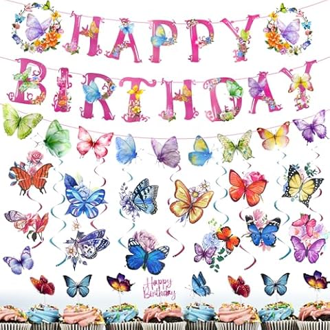 YBCCBY Butterfly Birthday Decoration Set Cover
