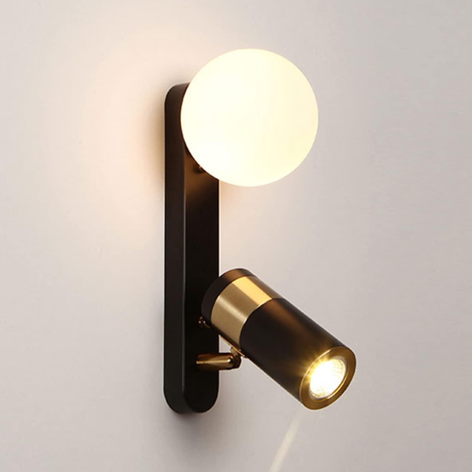 BJKYTMLM LED Wall Lamps with Rotating Spotlight, Nordic Modern Reading Wall Sconce for Bedroom Bedside Decor Indoor Creative Light Fixture,White(70R)