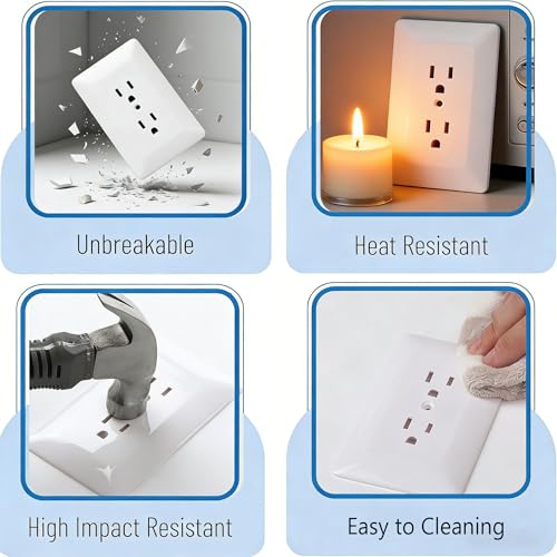 Image of ZEFTV 10 Pack Duplex Outlet Covers Wall Plates 1-Gang Switch Outlet Electrical Cover Plate Unbreakable Thermoplastic Faceplate for Light Receptacle Outlet Switch, Glossy White