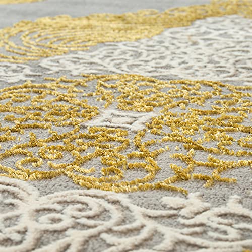 TT Home Orientteppich Moderner Barock Muster Mit 3D Optik Used Look Meliert In Gold Grau, Größe:200x290 cm – Bild 3