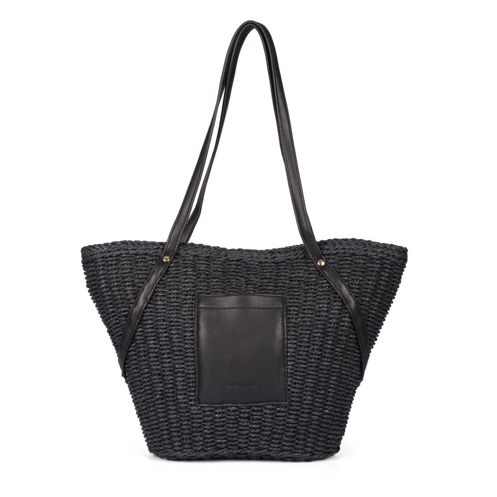 GIOSEPPO Capazo de rafia color negro para mujer rialma