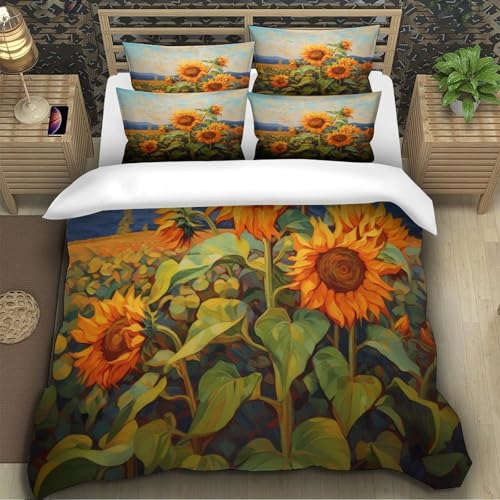 Housse de couette tournesol microfibre résistante lit simple - 5