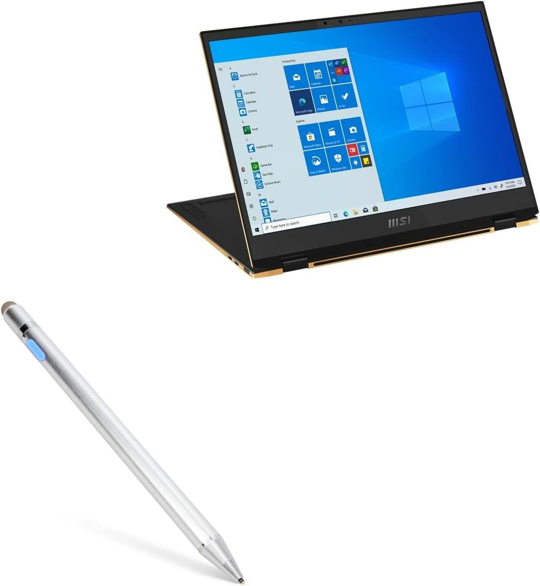 BoxWave Stylus Pen Compatible with MSI Summit E13 FLIP 2-in-1 (13.4 in) - AccuPoint Active Stylus, Electronic Stylus with Ultra Fine Tip - Metallic Silver