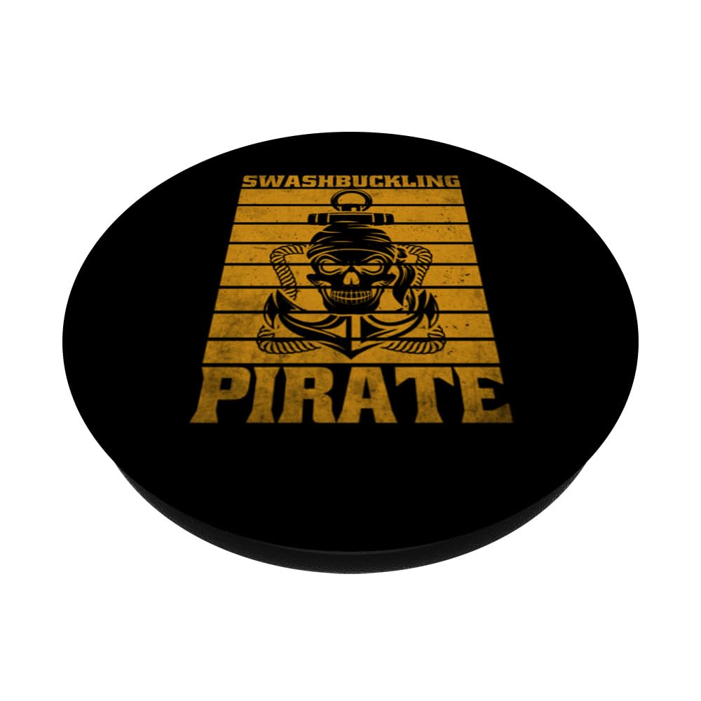 Swashbuckling Pirate PopSockets Swappable PopGrip, Black - Image 2