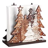 Namalu Servilletero de árbol de Navidad para mesas, soporte clásico para servilletas de árbol de Navidad, bonito dispensador de pañuelos de cóctel de madera, dispensador de pañuelos moderno para