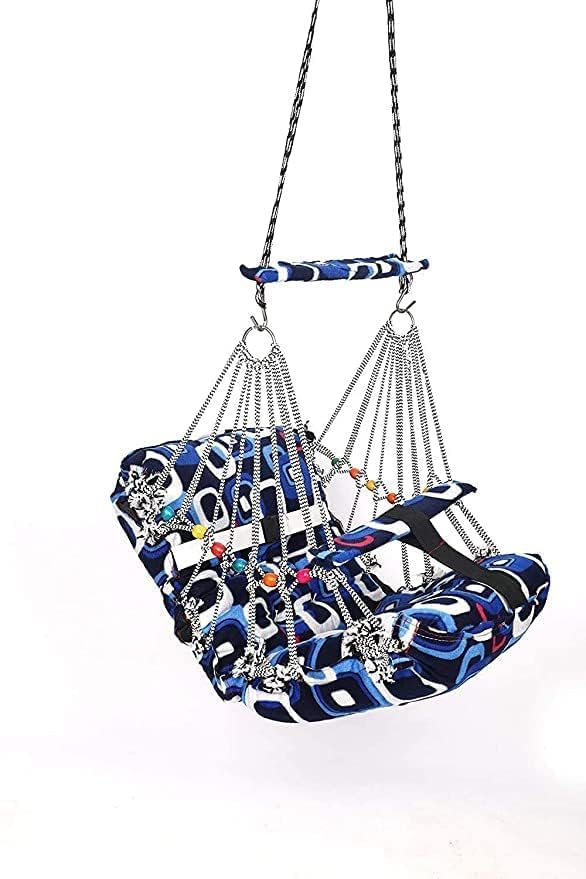 Kruvis Cotton Swing Jhulla for Kids & Babies | Folding & Washable Baby Jhula with Safety Belt | Indoor & Outdoor Hanging Swing for Toddlers (1-5 Years) | Multi-Color & Multi-Design (40 CM) - Image 2 thumbnail