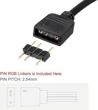 sourcing map ARGB Splitter Cable Female to Female 3 Pin Extension Connector Cord Wire for 5050 3528 LED Light Strips 50cm Length 2Pcs