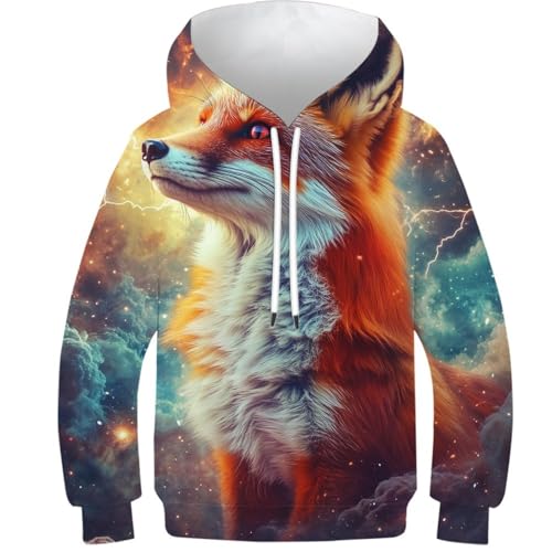 Sweat à capuche renard cosmique imprimé 3D : le cadeau idéal pour ados 11-13 ans