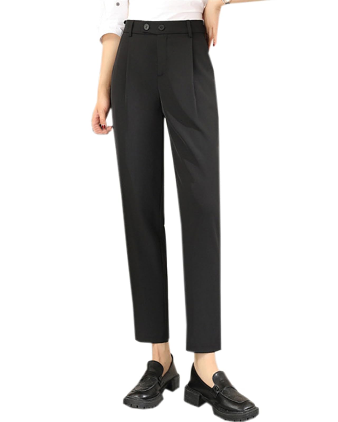 Betusline Womens Business Casual Cropped Pants High Waisted Straight Leg Work Suit Ankle Pants