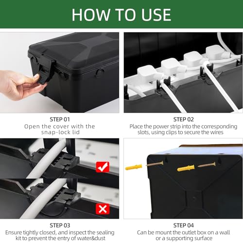 Totufy SLJXH-BK Large Outdoor Electrical Box Waterproof (12.6 X 8.3 X 5.2 Inch), Ip54 Weatherproof Extension Cord Cover thumb #7