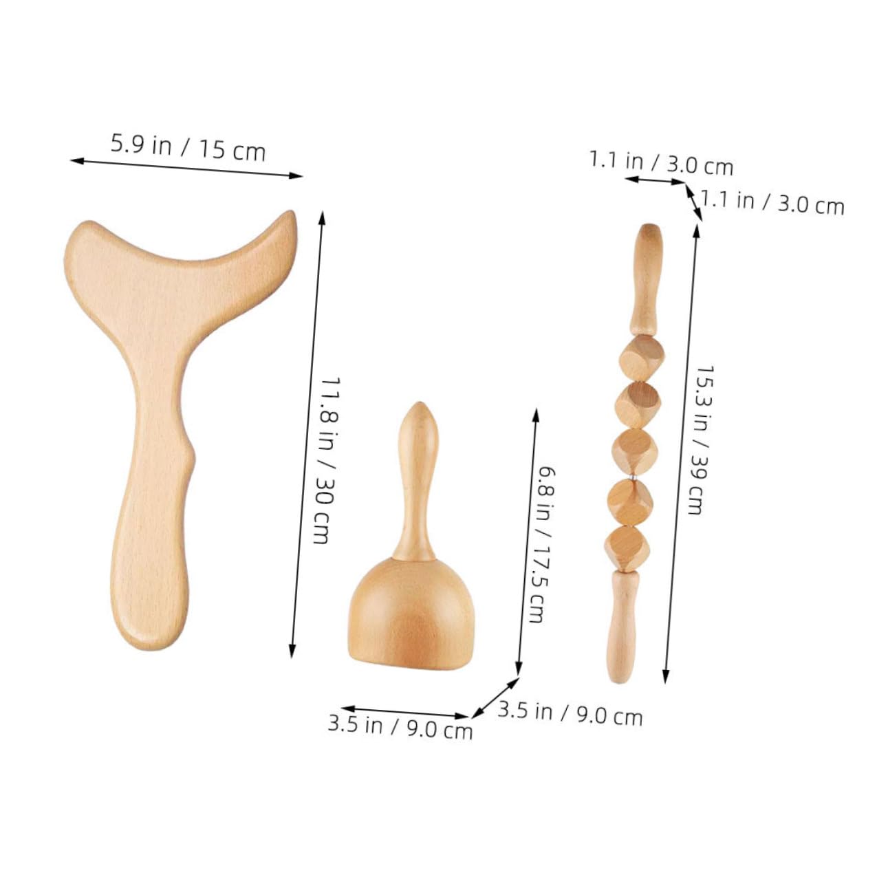Abaodam Massaggiatore Per Schiena e Collo in Legno 11.8" Strumento Manuale Compatto Per Massaggio Muscolare e Anticellulite Adatto a Uso Domestico e Rilassamento