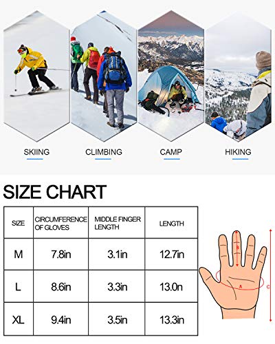 Cevapro -40℉ Winter Gloves Waterproof Ski Gloves 3M Insulated Snowboard Gloves (Black, M)