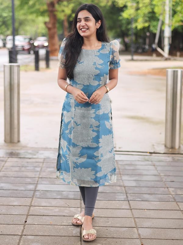 Image of Sun Fashion And Lifestyle Women's Chanderi Straight Printed Kurti