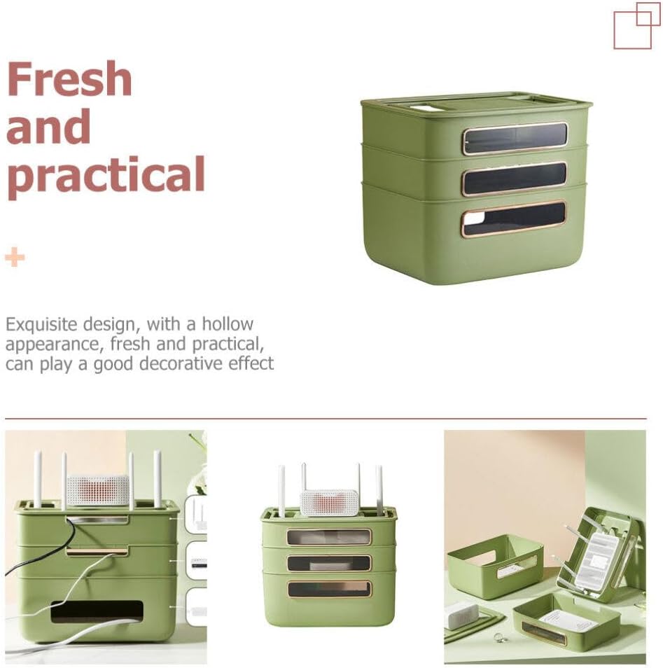 GANAZONO Practical Router Storage -Mounted Organizer for Cable Container Heat Dissipation for Use Avocado