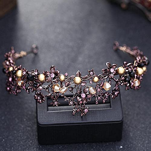 Accesorio de pelo nupcial con tiara de pedrería negra y violeta 3