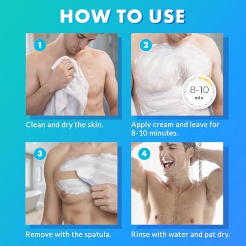 Image of Hair Removal Cream for Men: Sensitive Depilatory Cream for Men - Body Legs Chest Underarms Intimate Areas - Vitamin E - Painless Effective Flawless Soothing Easy - Hair Remover - Gentle Formula - 120g