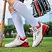 Fiiuos Men's Baseball Shoes black white Outdoor High-Tops Lace-Up Non-Slip Spikes Football Turf Shoes For Men Competition/Training Combat Boots Baseball Sneakers (White/Red, Adult, Men, 8.5, Numeric, US Footwear Size System, Medium)