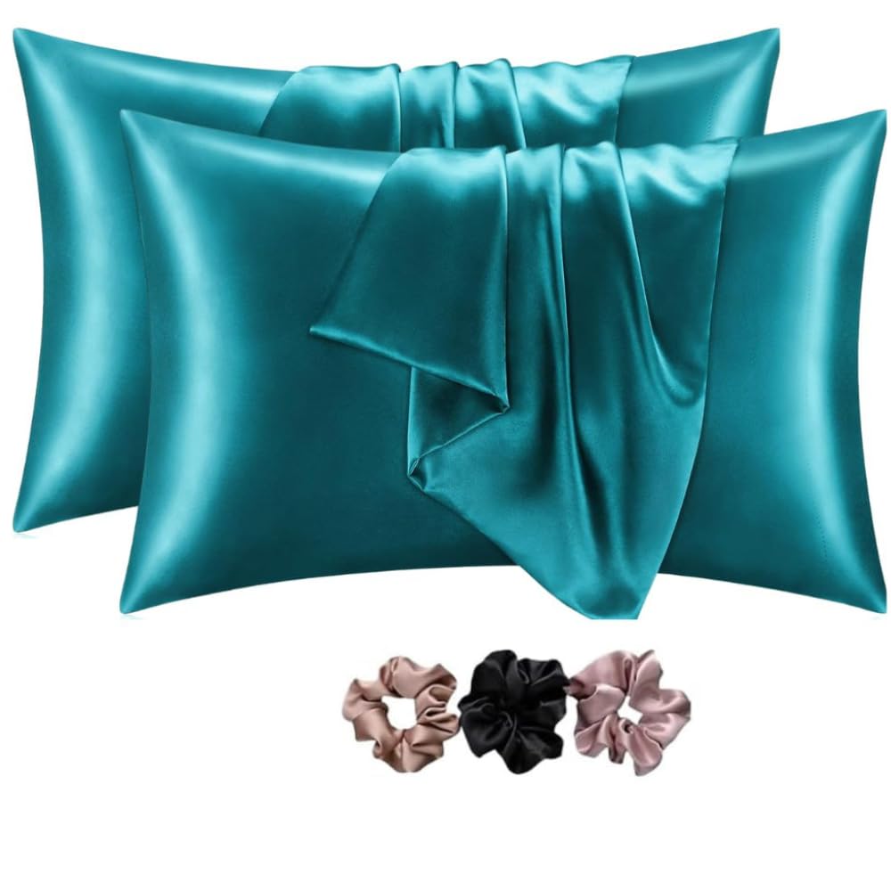 Go well Satin Silk Pillow Covers Pack of 2 for Hair and Skin-with Satin Scrunchies for Women Stylish|Satin Pillow Cover for Hair and Skin |scrunchies for Women 3-Piece|Silk Pillow case (Voilet) 600TC discount deal