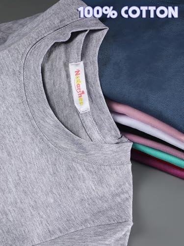 3 Pack Toddler Girl Cotton Shirts Short Sleeve T Shirts Crew Neck Solid Plain Summer Basic Tees for Kids 3-6Y3