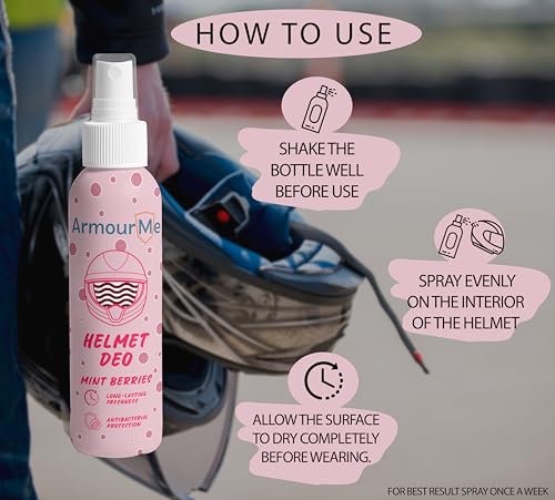Image of Helmet Deodorizer Spray | Long-Lasting Freshness Upto 7 Days | Nano tech Spray | Eliminates Odor | Perfect for Bikers, Athletes, & Workers (Mint Berries, 200 ML)