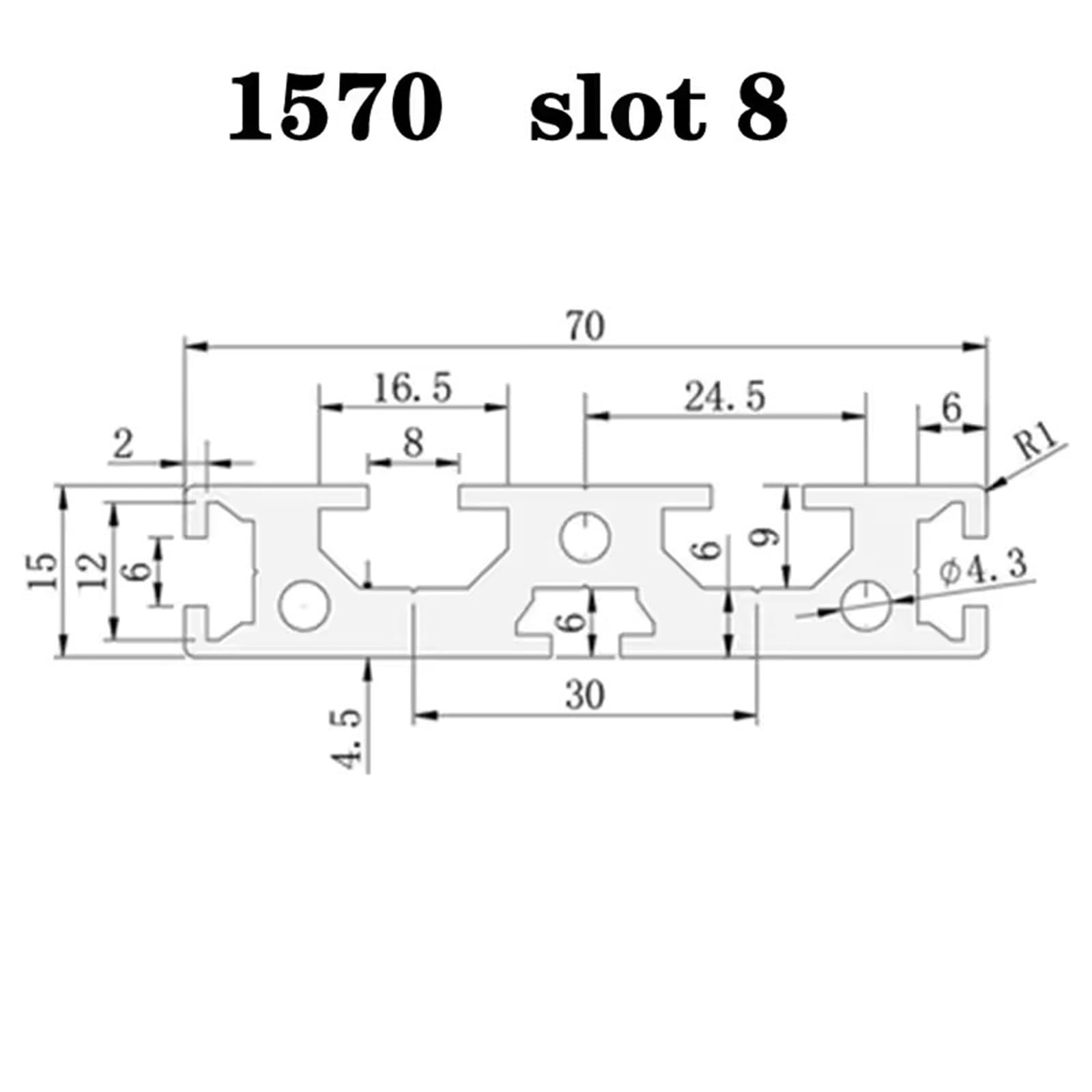 GTPBAO 1570 Profilo in alluminio anodizzato standard europeo Telaio estruso lineare 15x70mm Guida for ripiani espositivi Binario estruso(550mm 21.65" long)