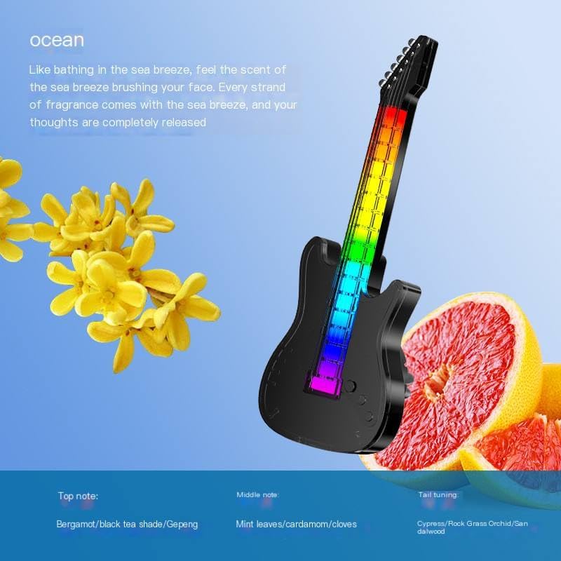 Image of Qawachh Smart LED Car Air Freshener Guitar Shape with Three Adjustable Light Effect, Intelligent Solid Car Aroma, Smart Car Aromatherapy Diffuser,Ultrasonic Atomizer