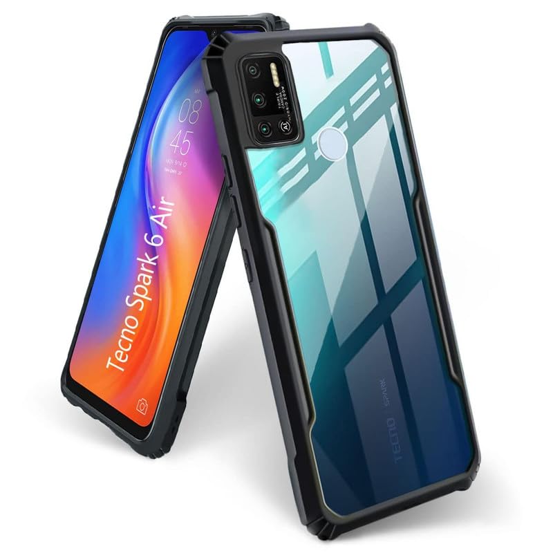 Use2Kart Eagle Back Cover for Tecno Spark 6 Air | Camera Protection Shockproof Bumper-Edge | Acrylic Crystal Clear 360 Degree Protection TPU+PC | Transparent Eagle Back Case Cover (Black) (B0D2VSYSLD) Amazon Price History, Amazon Price Tracker