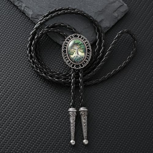 Image of Jeilwiy Bolo Tie for Men Western Cowboy Gothic Bolo Tie Necklace Halloween | Glow in Dark Bolo Tie for Men Women, 3D Halloween Bolo Tie, Gothic Western Ties, String Ties for Men Rodeo Leather Necktie