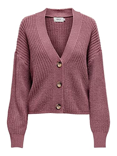 ONLY Damen Onlcarol KNT Noos L/S Cardigan Sweater, Antique Pink, XL