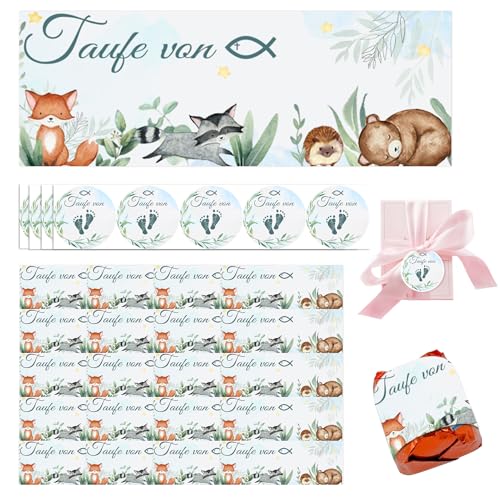 Xionghonglong Pack de 120 Etiquette Bapteme, Autocollant Personnalisé avec Noms et Dates pour Les Cadeaux de Vos Invités, Stickers pour Baptême, Décoration Bapteme,Rectangulaire/Rond