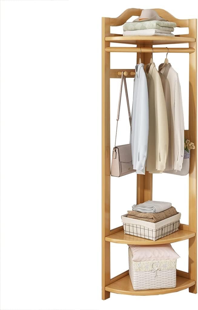 FGXHHS Freestanding Wood Entryway Hall Tree with Shoe Storage and Coat Rack, Space-Saving Corner Stand for Home Office Organization