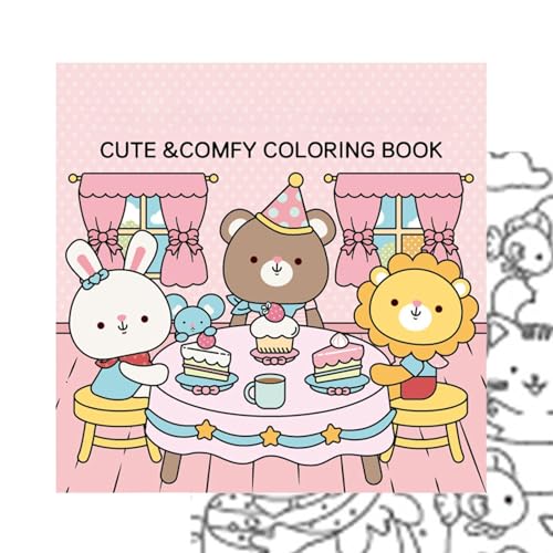 Libro para colorear acogedor y lindo, libro para colorear atrevido y fácil de dibujar, divertidos libros para colorear, lindos libros de dibujo de animales para niños, adultos y niños