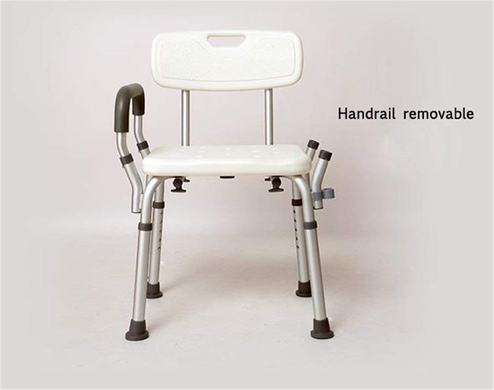 Taburete de ducha, asiento elevador, taburete para discapacitados, banco de transferencia, spa, baño, resistente, ajustable, 3 alturas, sin herramientas, montaje antideslizante (brazos traseros)