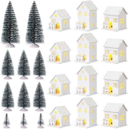Kajaia 12 Pieces Christmas Winter Houses Village with 12 Pieces