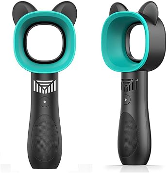 LZLRUN Bladeless Fan USB Rechargeable Handheld Mini Fan 3 Speed Cute Black