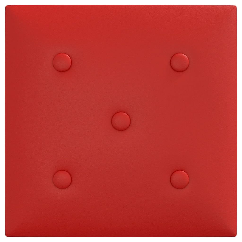 vidaXL 12x Paneles de Pared Dormitorio Sala de Estar Comedor Decoración Interior Salón Revestimiento Autoadhesivos Cuero Sintético Rojo Tinto