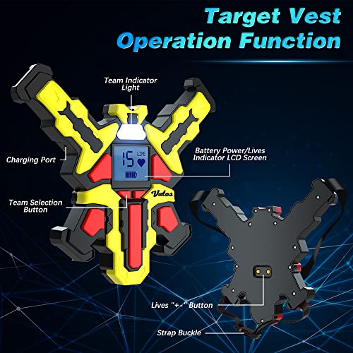 Wiederaufladbares Laser Tag Set 4 – VATOS Laser Tag Pistolen mit 4er Set mit Westen | Infrarot Pistolen Set Spiel für Kinder Teenager Erwachsene Familiengruppe Drinnen Draussenr Garten Aktivität