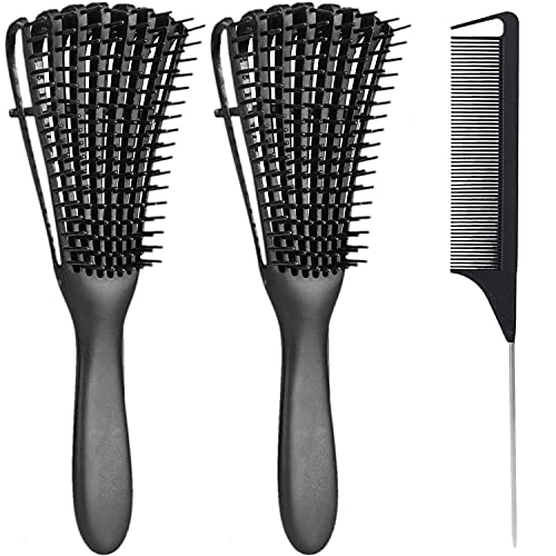 Detangling Brush for Natural Black Hair Detangler Hair Brush (2 Black)