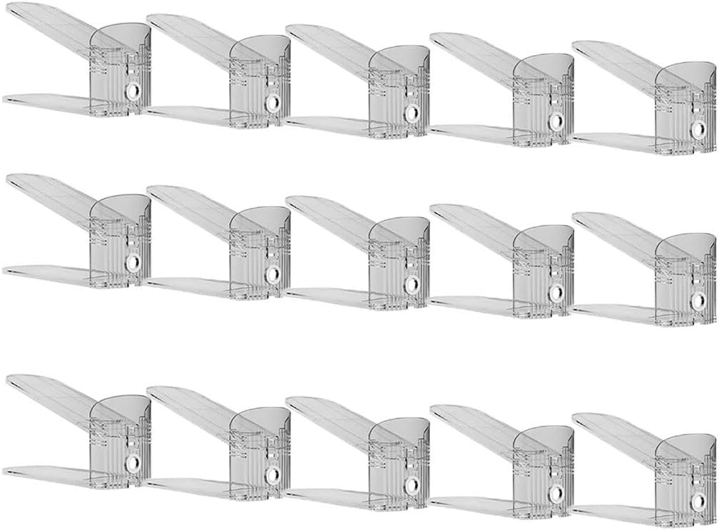 靴 収納 15個のシューズスタッカーシューズスロットはスペースを節約し、二重に積み重ねられたシューズラック、ほとんどの靴に適していま