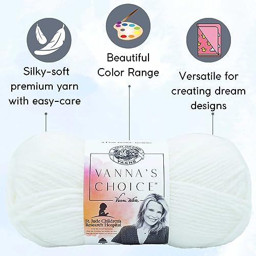 Image of Lion Brand Yarn Vanna'S Choice 860-100 White | 6 Skeins, Same Dye Lot, Project Bag, CYC #4 Worsted, 100% Acrylic, Ideal for Crochet, Knitting Blankets, Hats, Scarves