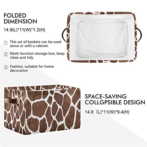 Seulife Animal Giraffe Print Pattern Foldable Storage Basket, Large Collapsible Organizer Storage Bin Cube Toys Storage Boxes With Handles For Bathroom Kids Nursery Closet Storage, 1 Pack #TOP2