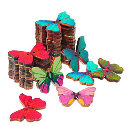 image for Euone_Home Easter Decorations, 50Pcs Mixed Bulk 2 Holes Butterfly Phan