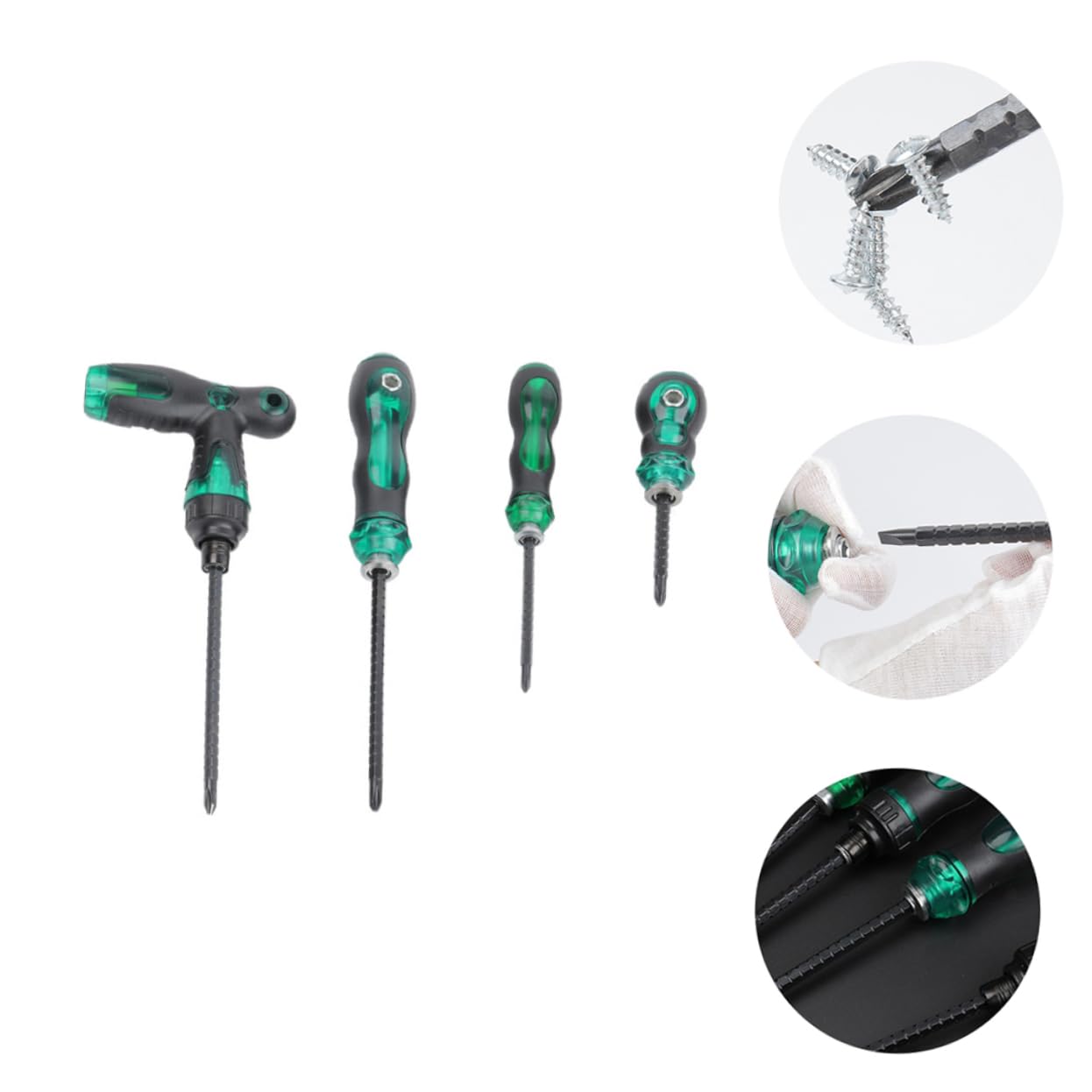 Tofficu 2 Set Set Di Cacciavite A Cricchetto Telescopico Testa Piatta Precisione Chiave Cacciavite A Taglio Manico Kit Cacciavite Cacciaviti Antiscivolo 45# Acciaio Nero 4 Pezzi*2