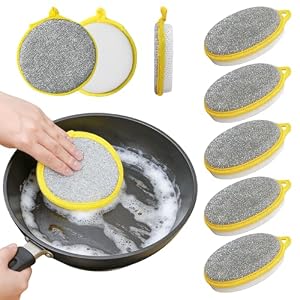إسفنجات غسيل الأطباق السلكية بوجهين، ليفة تنظيف أطباق متعددة الأغراض من الأسلاك الفولاذية، أقمشة تنظيف غير قابلة للخدش لأطباق المطبخ والأواني والمقالي لغسيل أطباق منزلية قابلة لإعادة الاستخدام، 5 قطع
