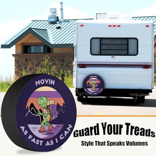 Image of Spare Tire Covers for RV Trailer Movin As Fast As I Can Weatherproof Dustproof Universal for Trailer SUV Camp Travel 12 Inch