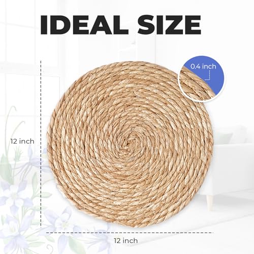 Handmadebohoplacematssetof6naturalcottonburlapandwaterstrawwovenmacramedecorfarmhousestyle Urban Country Home Decor Handmade boho placemats set of 6 natural cotton burlap and water straw woven macrame decor farmhouse style urban country home decor