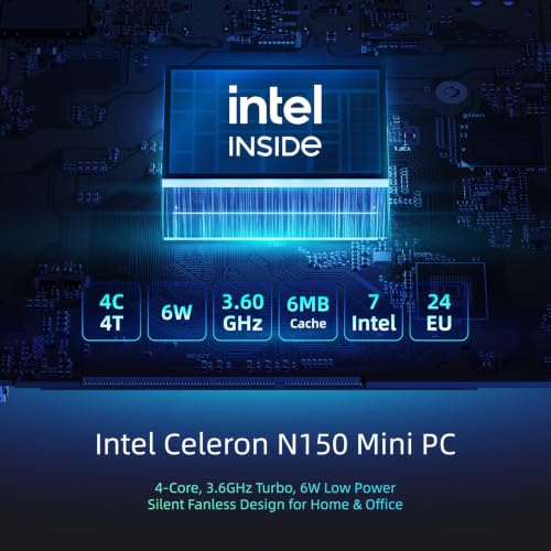 Image of MeLE Mini PC Quieter HD33, Fanless PC N150 8GB 128GB, Triple 4K Display