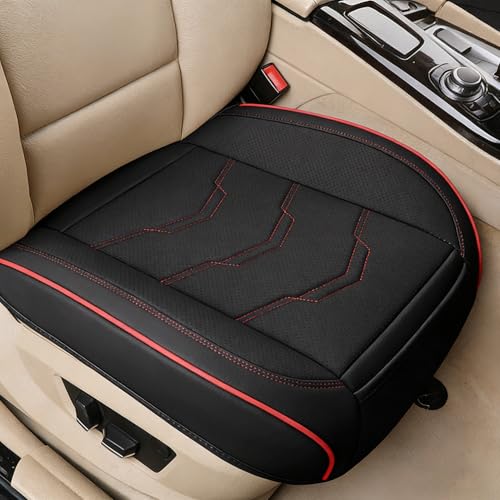 SOURUanly 車用 シートカバー 座面のみ 座布団 PU レザー カーシートカバー 運転席 助手席 座席シート カーマット 汎用 防水 シートクッション 滑り止め (あかぐろ)